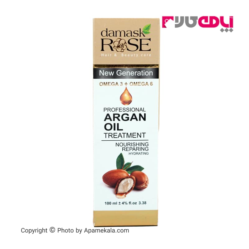 روغن آرگان داماسک رُز (damask rose) مدل مغذی و ترمیم کننده مو حجم 100 میل — تصویر ۲