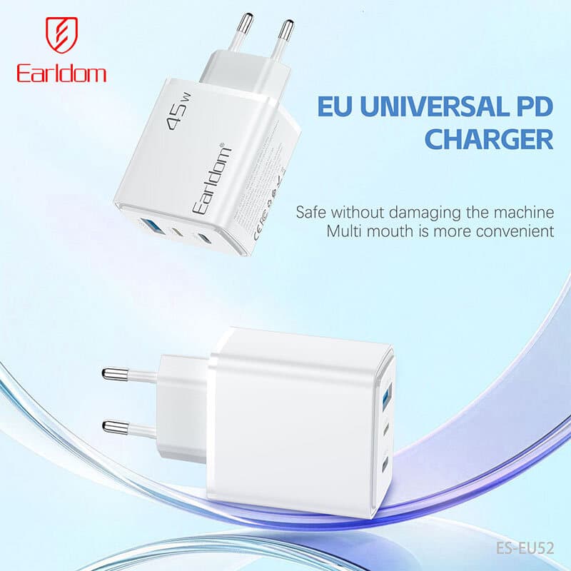 شارژر دیواری 45 وات ارلدام ES-EU52 QC3.0 PD3.0 3A — تصویر ۳