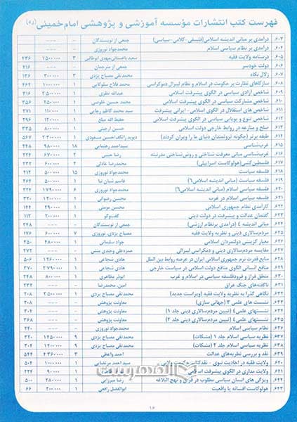 بروشور: فهرست کتب انتشارات موسسه آموزشی و پژوهشی امام خمینی (ره) — تصویر ۲