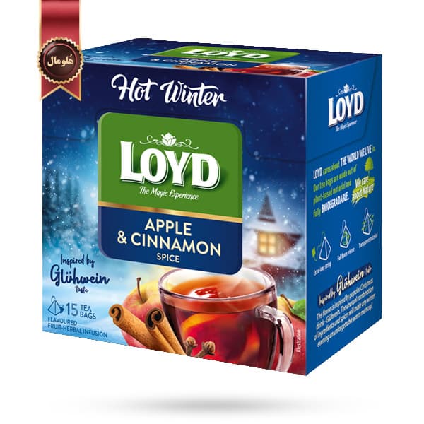 چای زمستانی هرمی لوید LOYD مدل سیب و دارچین Apple & cinnamon پک 15 تایی (اورجینال)