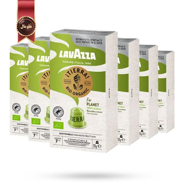 6 بسته کپسول قهوه لاوازا lavazza مدل تیرا بایو ارگانیک tierra bio organic پک 10 تایی (اورجینال)