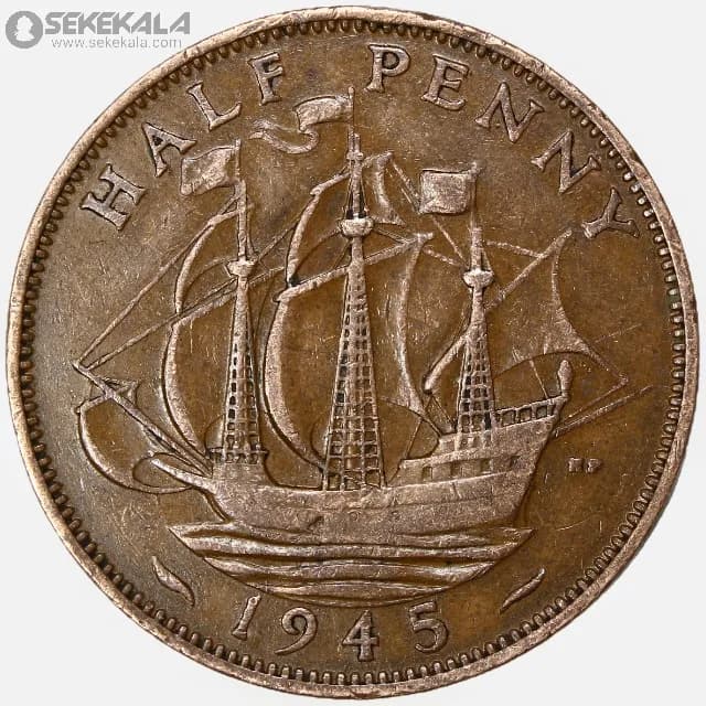 سکه نیم پنی انگلیس 1945 (جرج ششم)