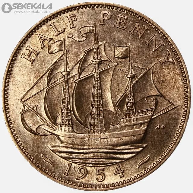 سکه نیم پنی انگلیس 1954 (ملکه الیزابت)(UNC)
