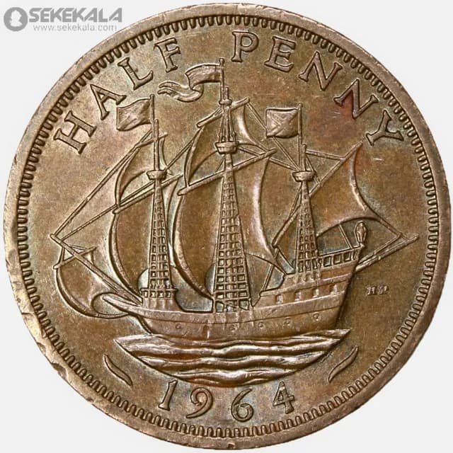 سکه نیم پنی انگلیس 1964 (ملکه الیزابت)(AU)