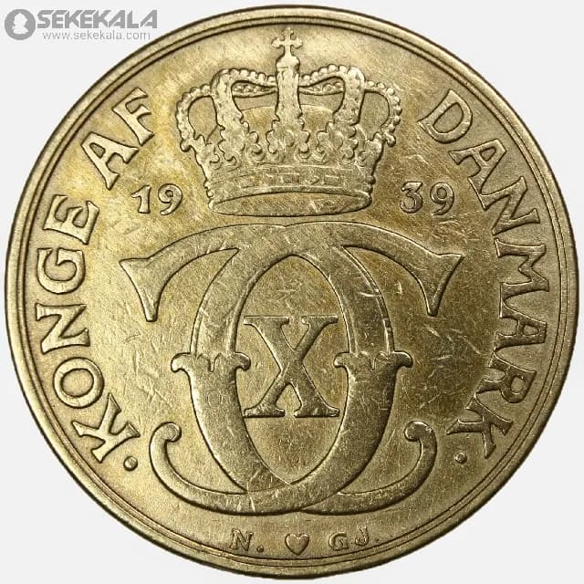 سکه 2 کرون دانمارک 1939 ( بسیار کمیاب)