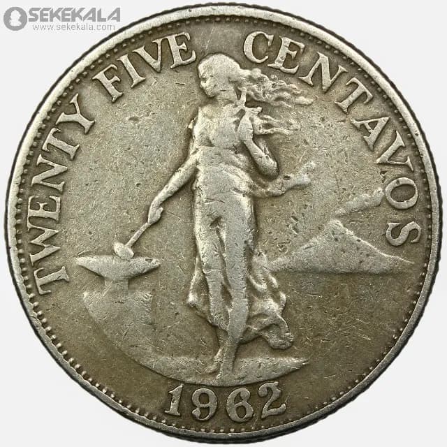 سکه 25 سنتاوو کمیاب فیلیپین 1962