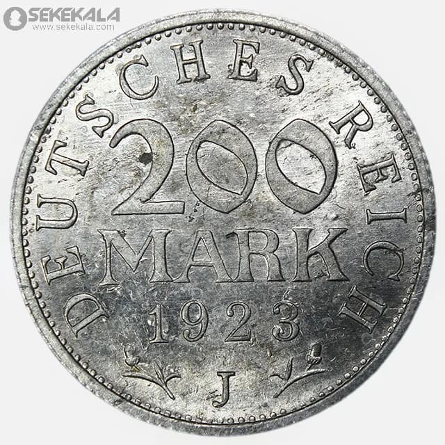 سکه 200 مارک کمیاب آلمان 1923 J (جمهوری وایمار)(AU) — تصویر ۲