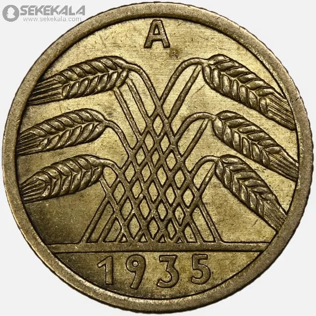 سکه 5 رایش فنیگ آلمان (جمهوری وایمار) 1935 (UNC) — تصویر ۲