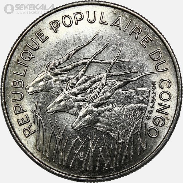 سکه 100 فرانک کنگو 1972 (بسیار کمیاب) (+AU)