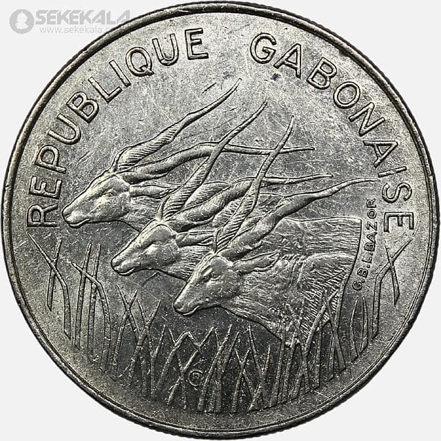 سکه 100 فرانک گابن 1972 (بسیار کمیاب) (AU)