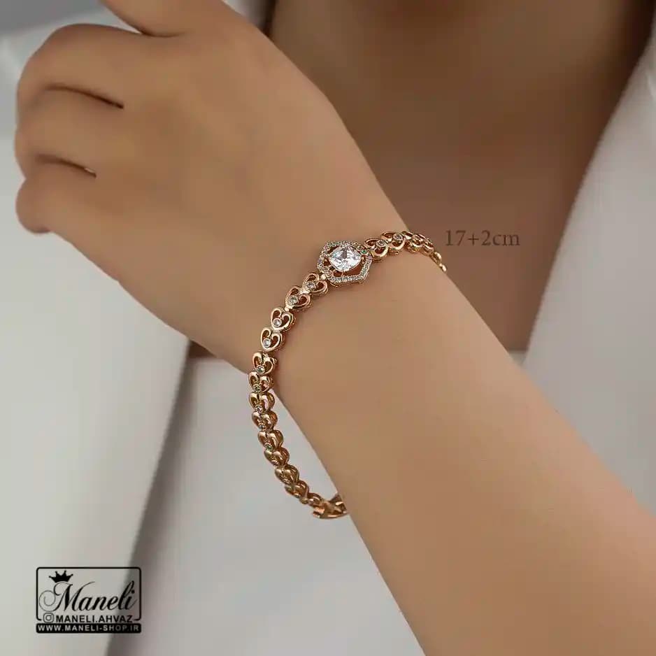دستبند ژوپینگ تک نگین با طراحی زیبا و خاص 14030176