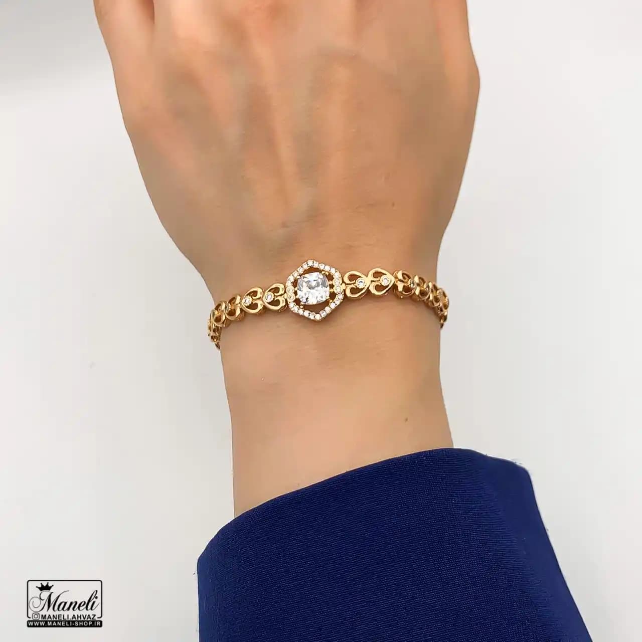 دستبند ژوپینگ تک نگین با طراحی زیبا و خاص 14030176 — تصویر ۴