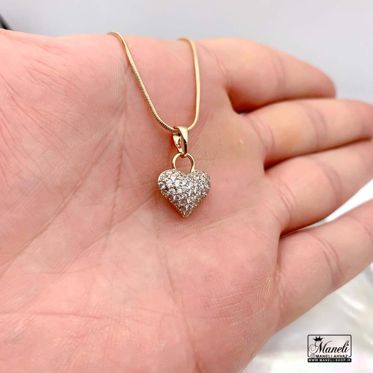 گردنبند ژوپینگ قلب ظریف نگینی – جذابیتی بی نظیر — تصویر ۳