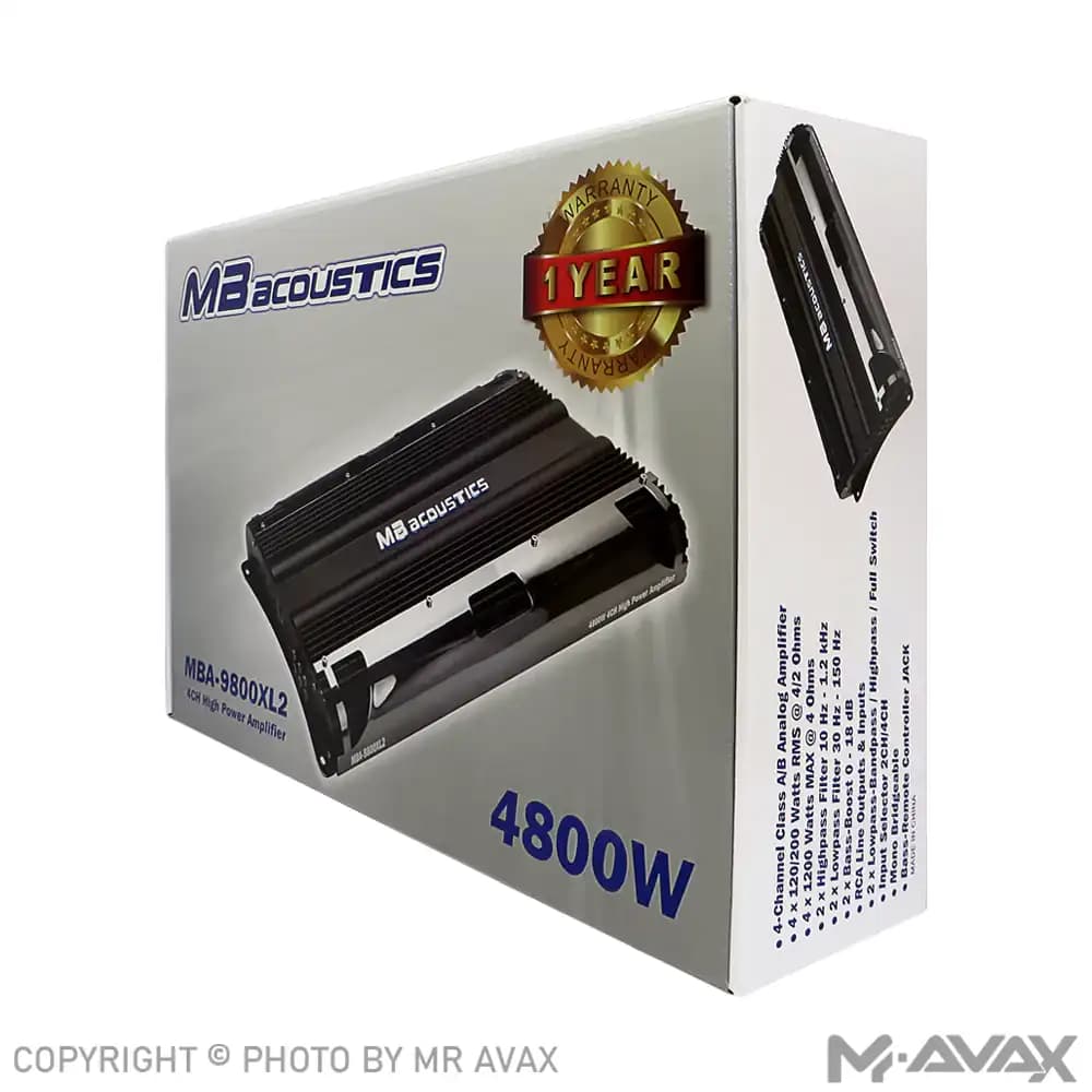 آمپلی فایر 4 کانال ام بی آکوستیک مدل MBA-9800XL2 — تصویر ۴