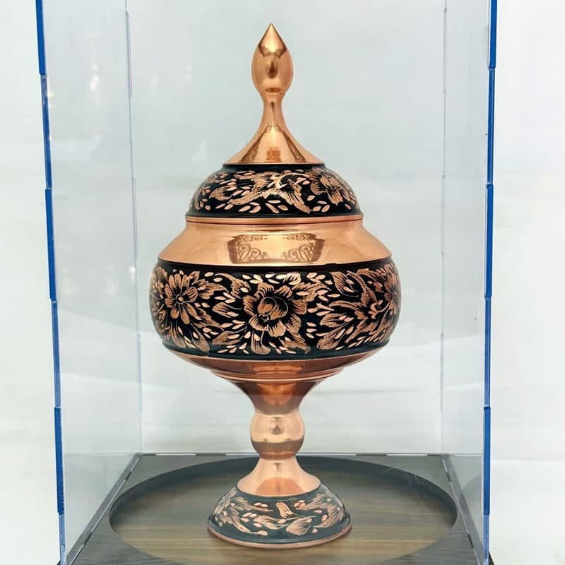 شکلات خوری مسی الماس تراش 27 به همراه پلکسی — تصویر ۲