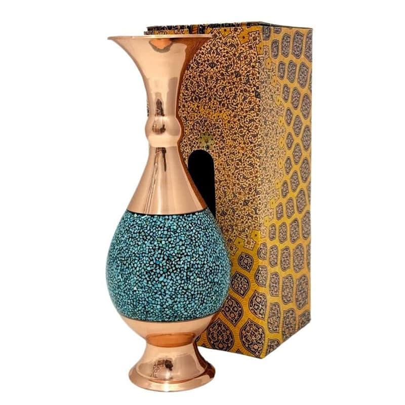 گلدان فیروزه کوب ارتفاع 25 سانت با جعبه سنتی — تصویر ۴