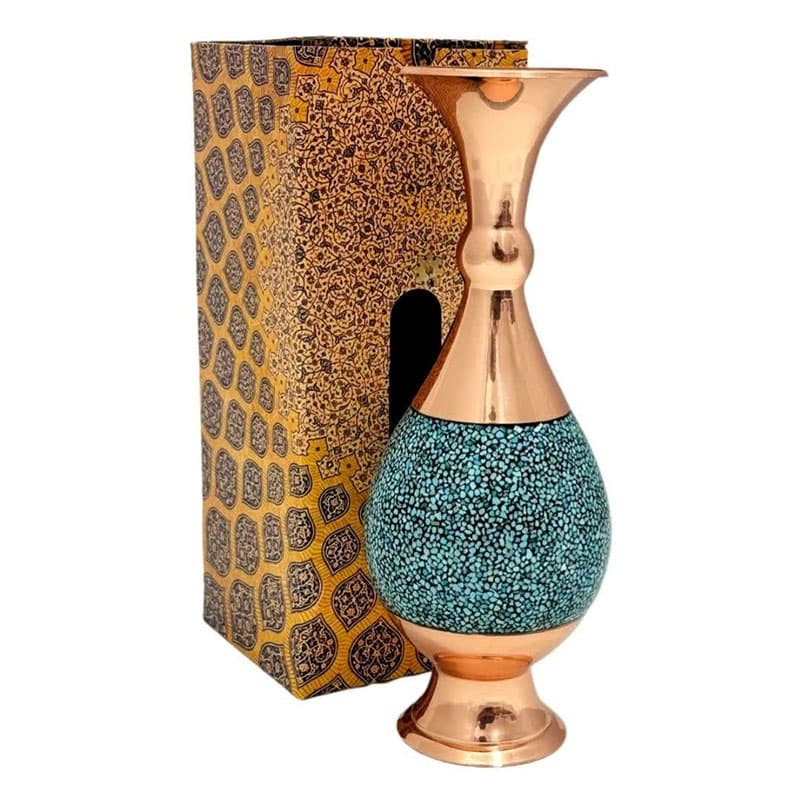 گلدان فیروزه کوب ارتفاع 25 سانت با جعبه سنتی — تصویر ۵