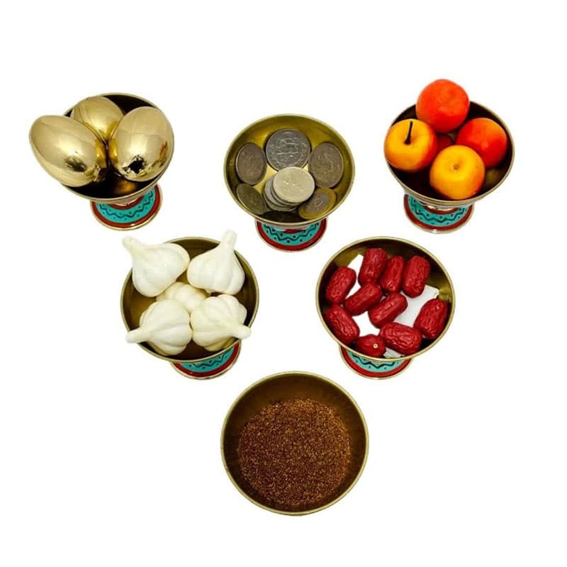 هفت سین مینیاتوری میناکاری طرح برجسته سبز فیروزه ای — تصویر ۵