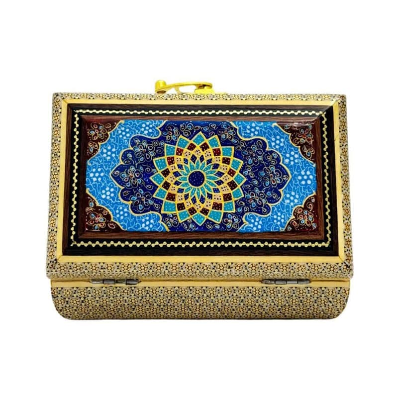 جعبه خاتم کاری مدل تمام خاتم تذهیب 10در16 — تصویر ۵