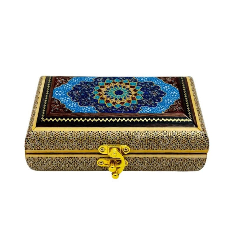جعبه خاتم کاری مدل تمام خاتم تذهیب 10در16 — تصویر ۴