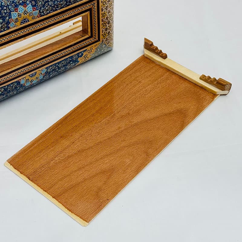 جعبه دستمال کاغذی خاتم کاری تذهیب طرح پره وارو — تصویر ۷