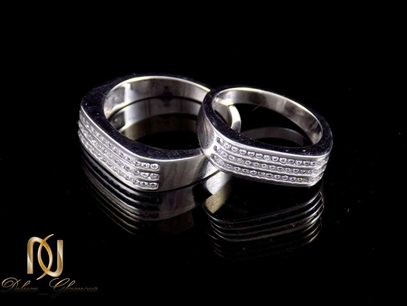 ست حلقه نقره 925 با نگین های سفید زیرکونیا dl-s113 — تصویر ۲