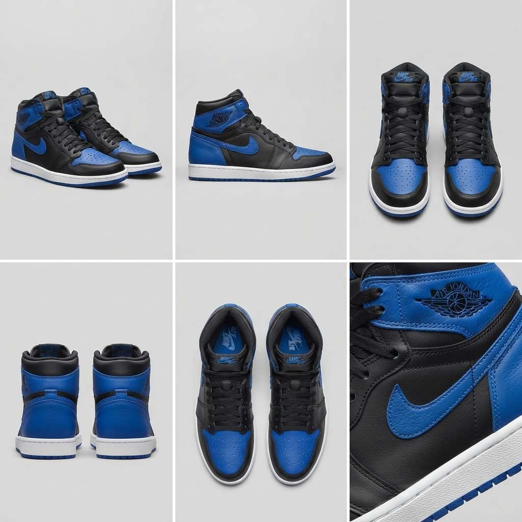 کتونی ساق‌دار مردانه Air Jordan 1 مشکی آبی مناسب استایل روزمره B | سایز 41 تا 44 — تصویر ۲