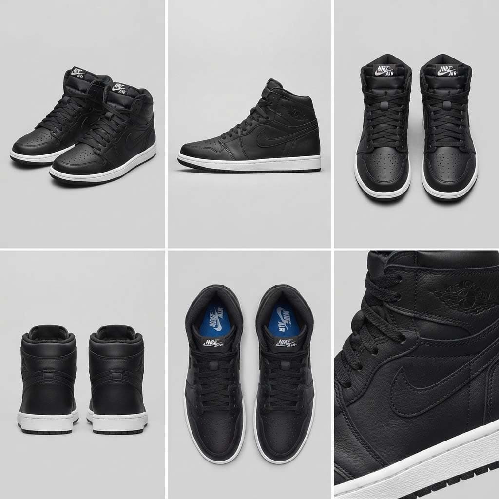کتونی ساق‌دار مردانه Air Jordan 1 مشکی زیره سفید مناسب استایل روزمره B | سایز 41 تا 44 — تصویر ۲