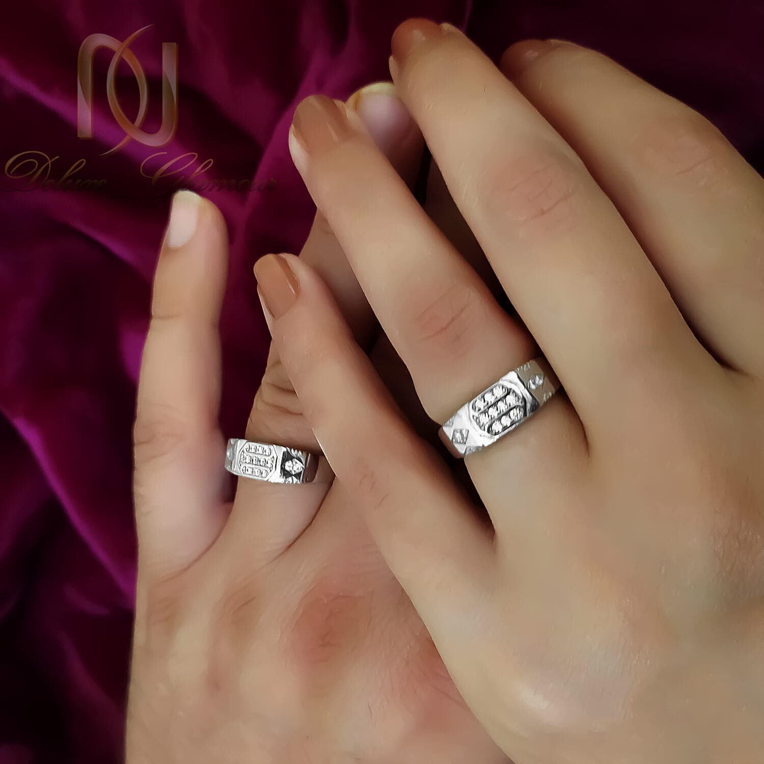 ست حلقه نقره عیار 925 تایلندی با نگین برلیان rg-n276 — تصویر ۵