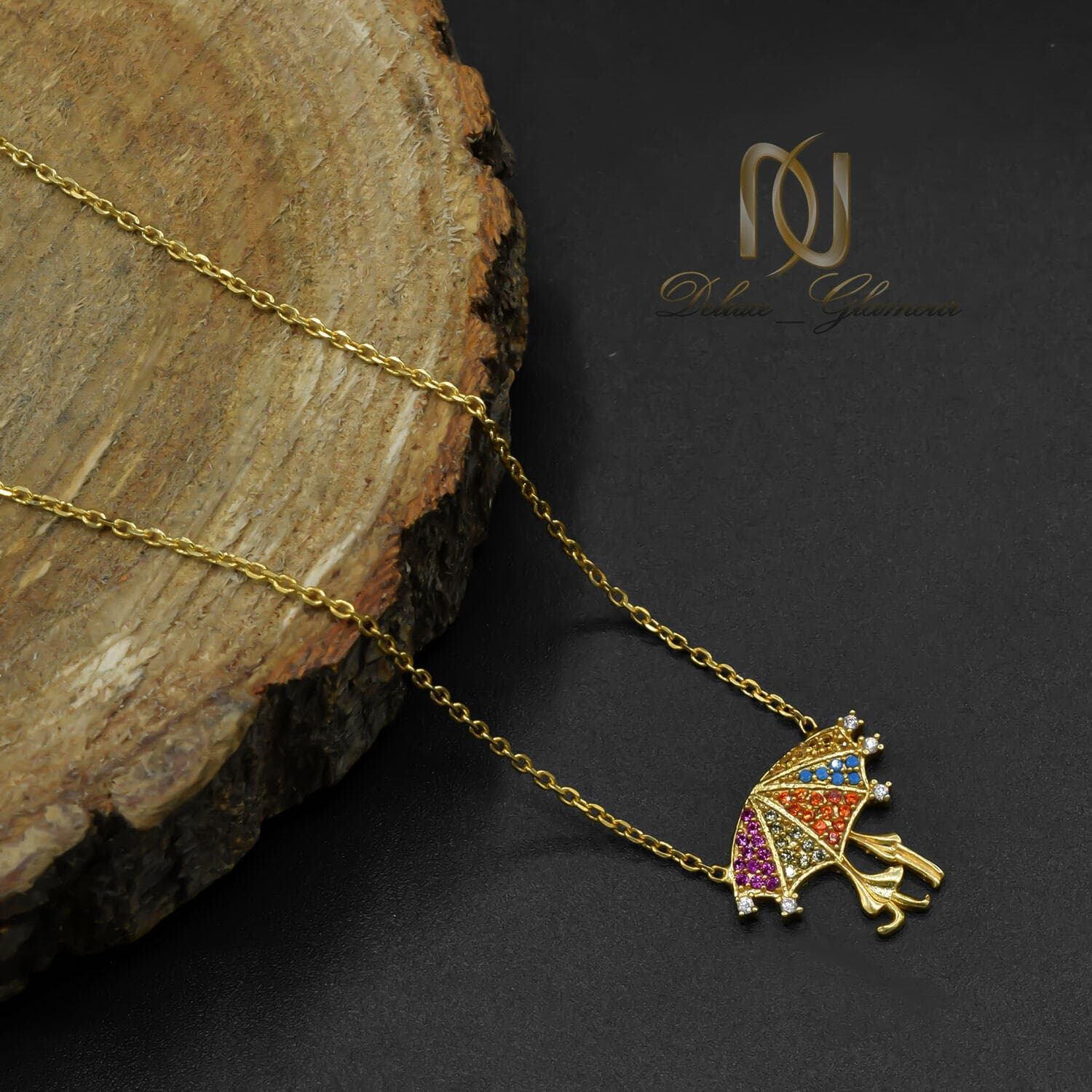 گردنبند نقره طرح چتر دو نفره دخترانه nw-n901 — تصویر ۲