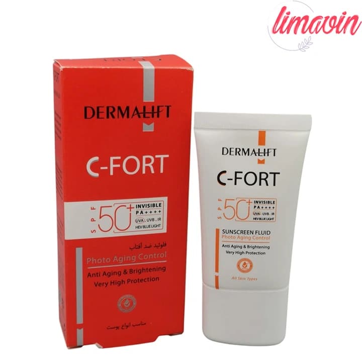 فلوئید ضد آفتاب بدون رنگ درمالیفت SPF 50 مدل C-FORT مناسب برای انواع پوست حجم 40 میلی لیتر — تصویر ۴