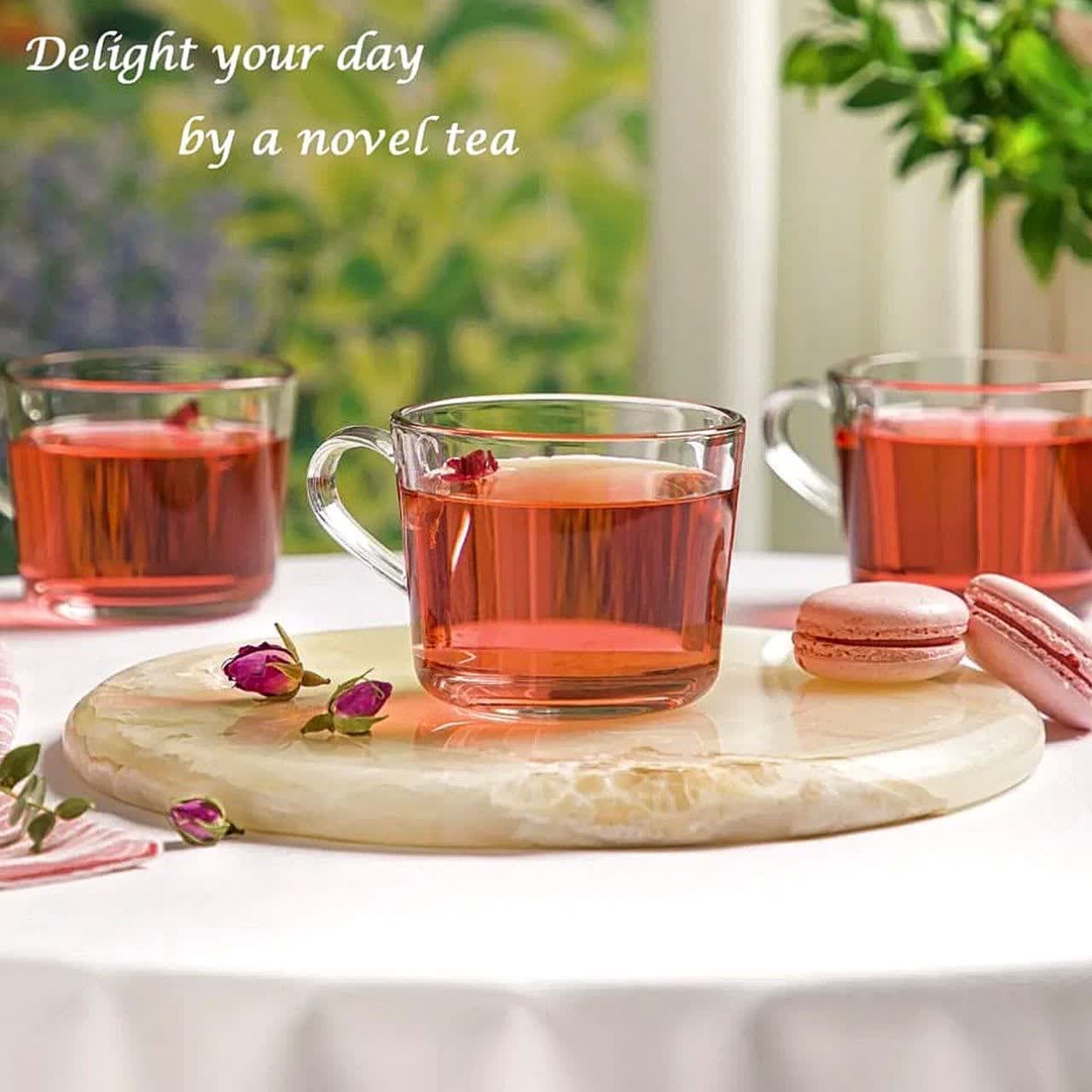 فنجان شیشه ای دسته دار 6عددی لیمون