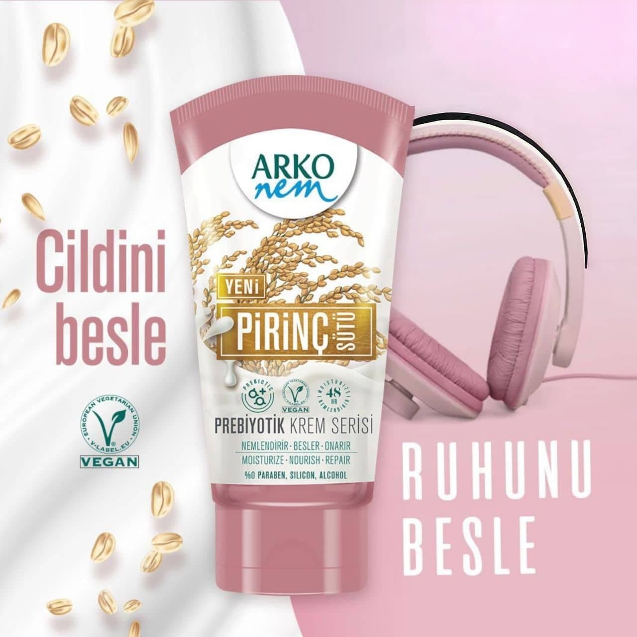 کرم مرطوب‌ کننده شیر‌ برنج آرکونمARKO-nem مدل تیوپی حجم 60 میلی لیتر — تصویر ۲