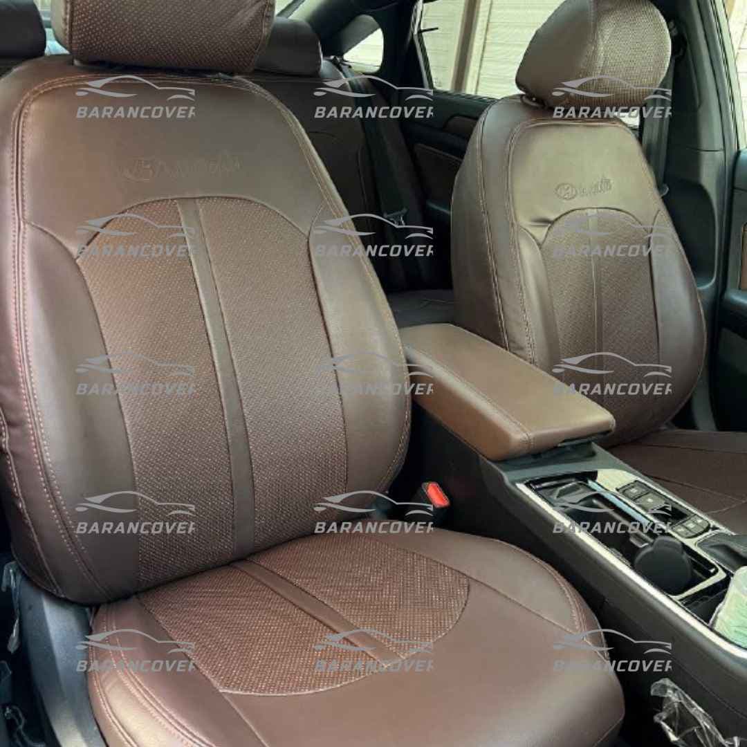 روکش صندلی هیوندای سوناتا ال اف Sonata LF چرم رنگ قهوهای موکا — تصویر ۲
