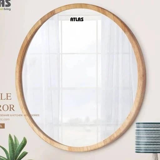 آینه گرد اطلس ATLAS تمام چوب مدل نهال 55×55 cm کد 242