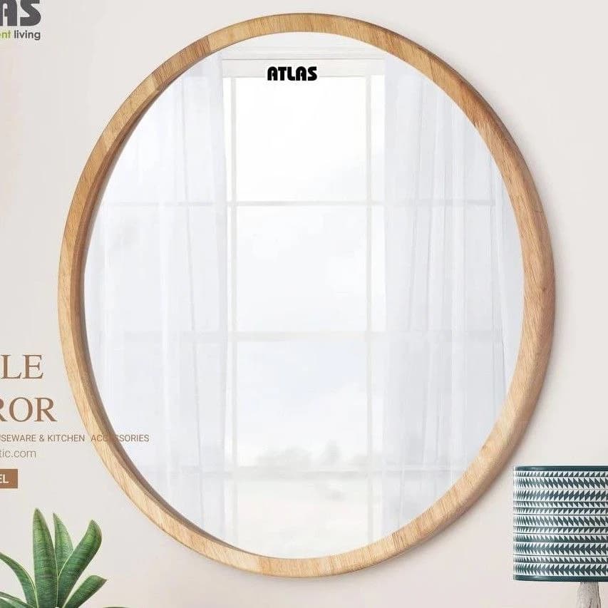 آینه گرد اطلس ATLAS تمام چوب مدل نهال 50×50 cm کد 241