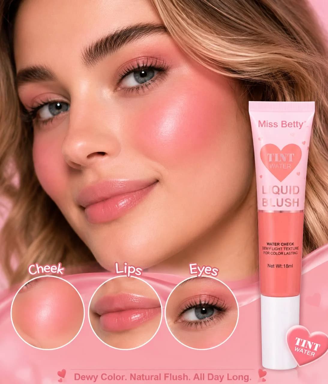 پک 6 عددی رژگونه مایع پددار Miss Betty مدل Tint Water — تصویر ۲