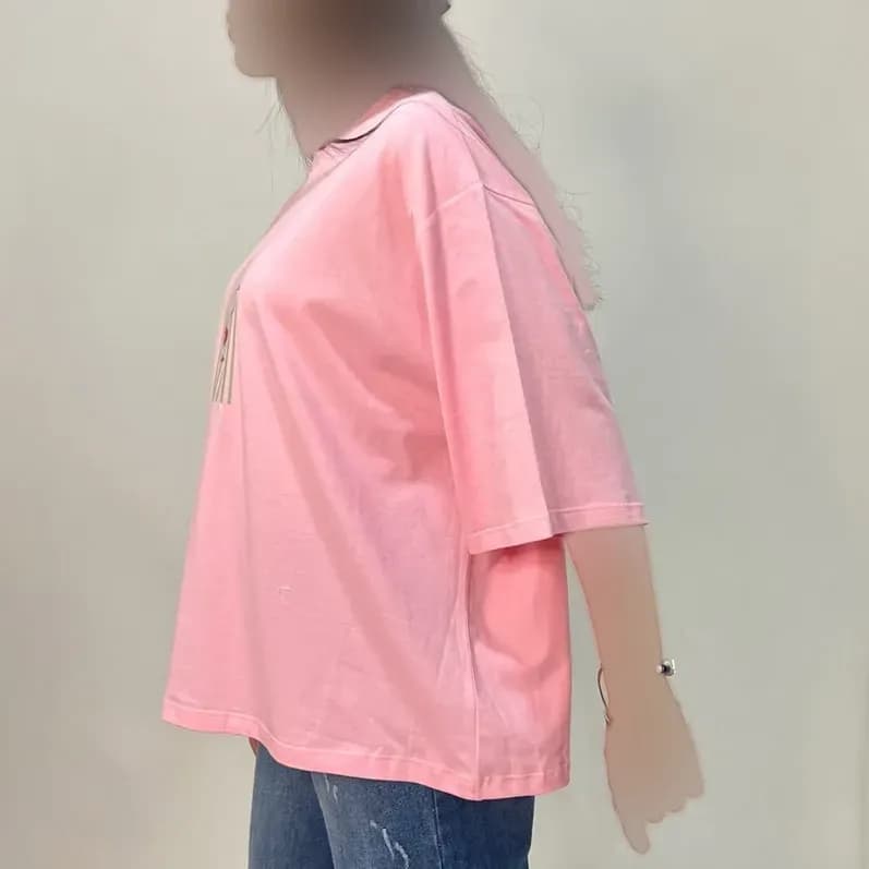 تیشرت فری سایز آلبالو نخ پنبه زنانه کد 1438 قد 65 سانت دور سینه 140 تا 160 سانت مناسب سایز 42 تا 48 — تصویر ۷