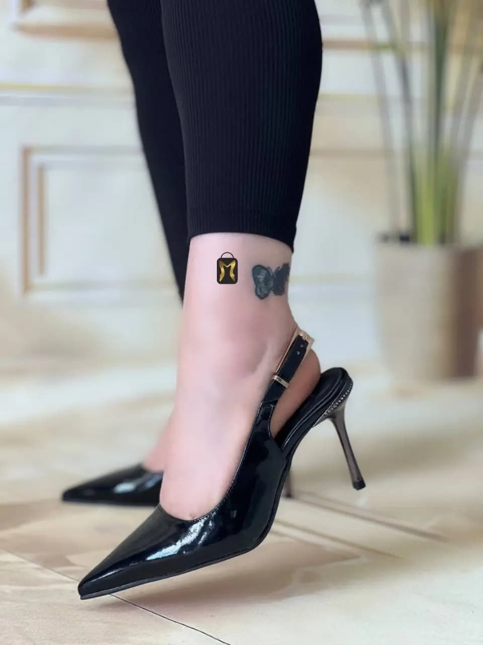 کفش پاشنه دار ورنی زنانه کد 6010 — تصویر ۴