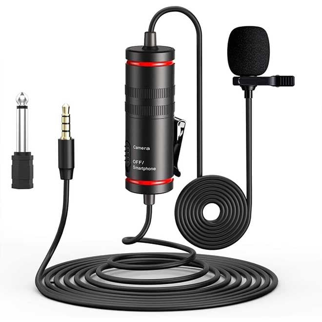 میکروفون برای DSLR ویدئو مصاحبه یوتیوب تلفن همراه/دوربین و رایانه شخصی، مینی خازنی کاهش نویز Lavalier