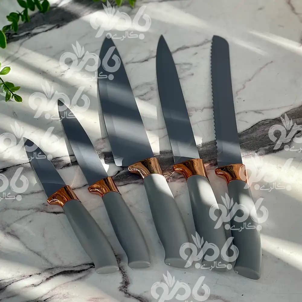 ست کفگیر و ملاقه و چاقو تخته دار آشپزخانه سیلیکونی — تصویر ۵