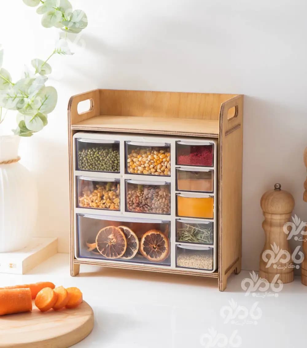 باکس ادویه چوبی پلای وود طبقه دار 10خانه