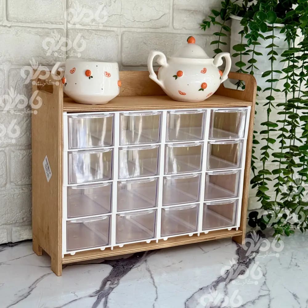باکس ادویه چوبی پلای وود طبقه دار 16خانه