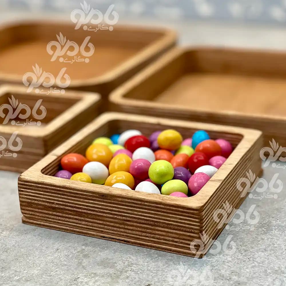کاسه و ظروف پذیرایی 5تکه پلای وود مربع — تصویر ۳