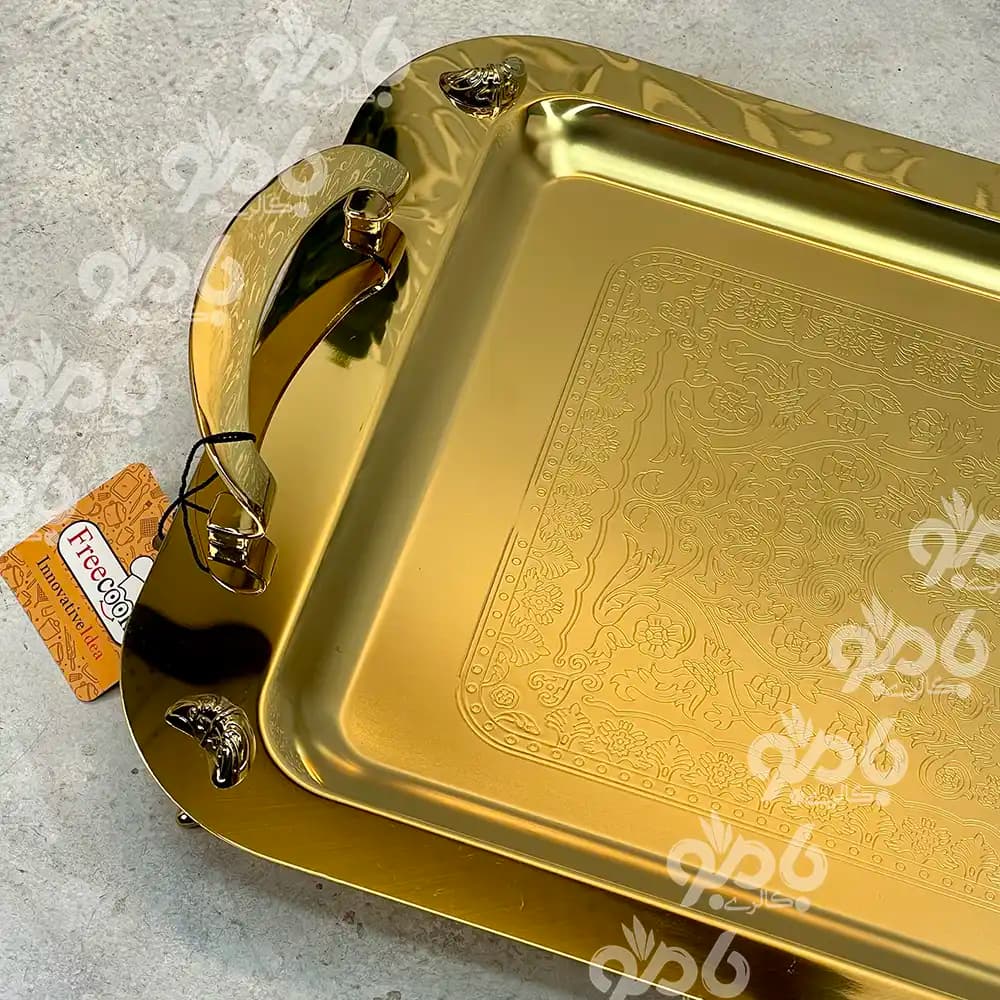 سینی استیل فریکوک مستطیل طلایی کد0102 — تصویر ۲