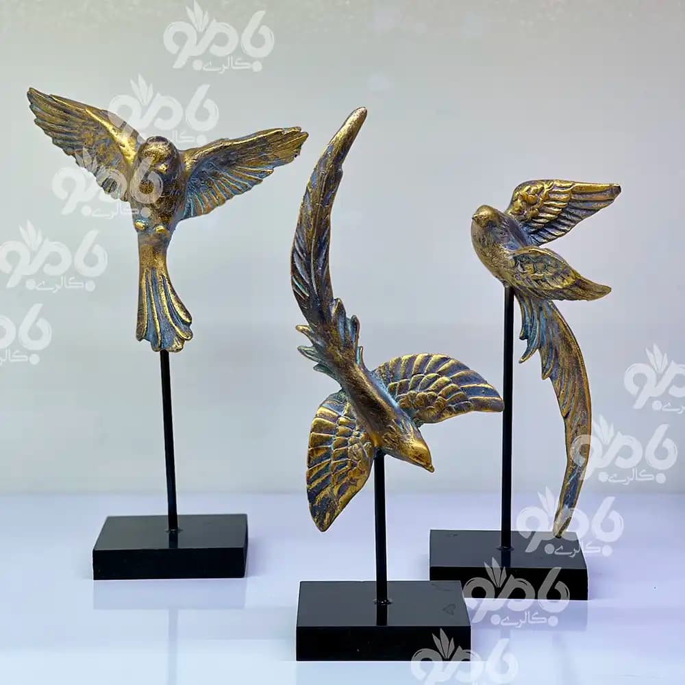 مجسمه رزین پرستو پایه دار 3تکه
