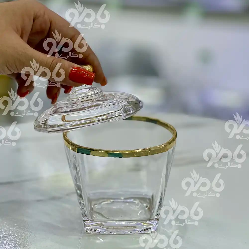 قندان استرلینگ وارداتی قطر 9 سانتی‌متر لب طلایی — تصویر ۲