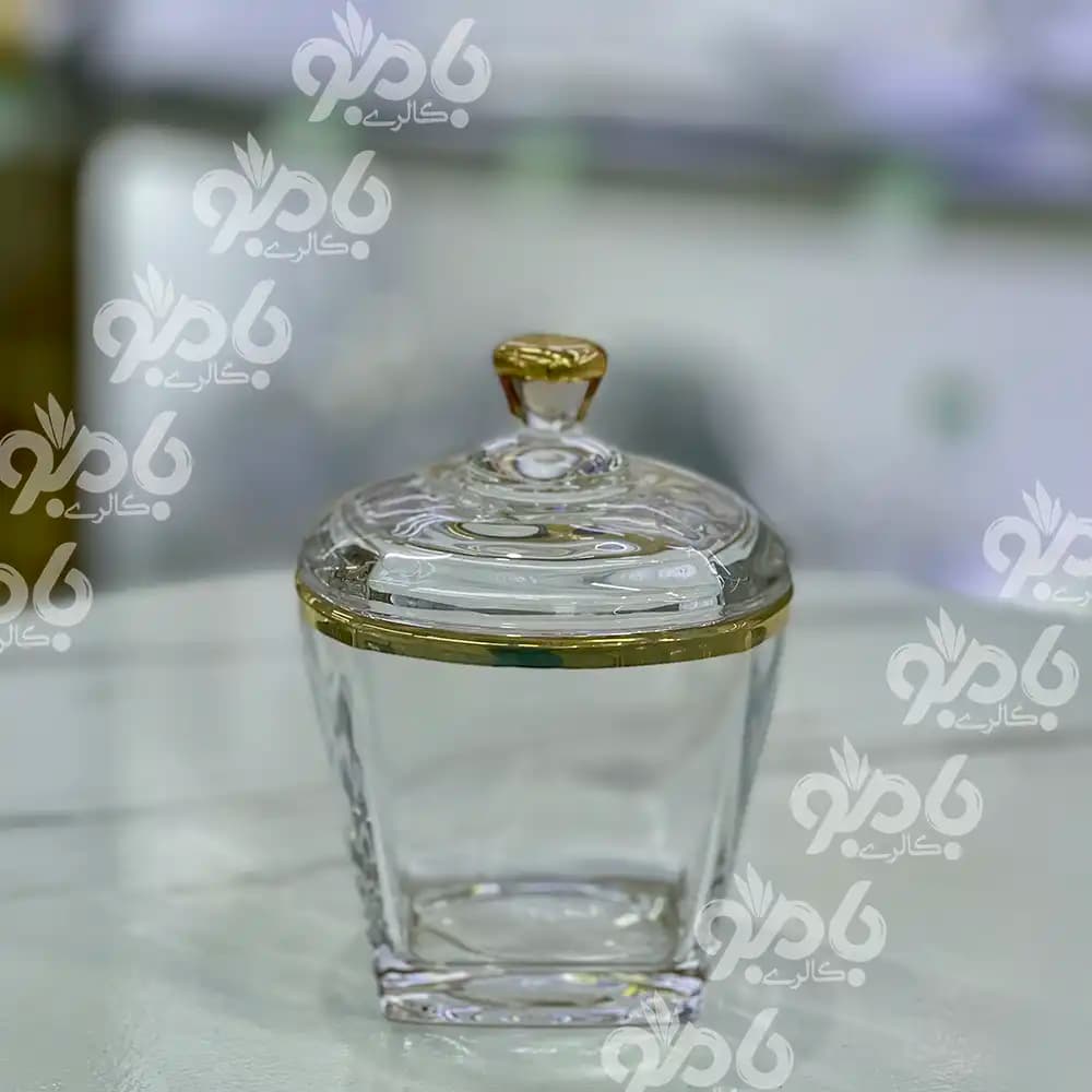 قندان استرلینگ وارداتی قطر 9 سانتی‌متر لب طلایی