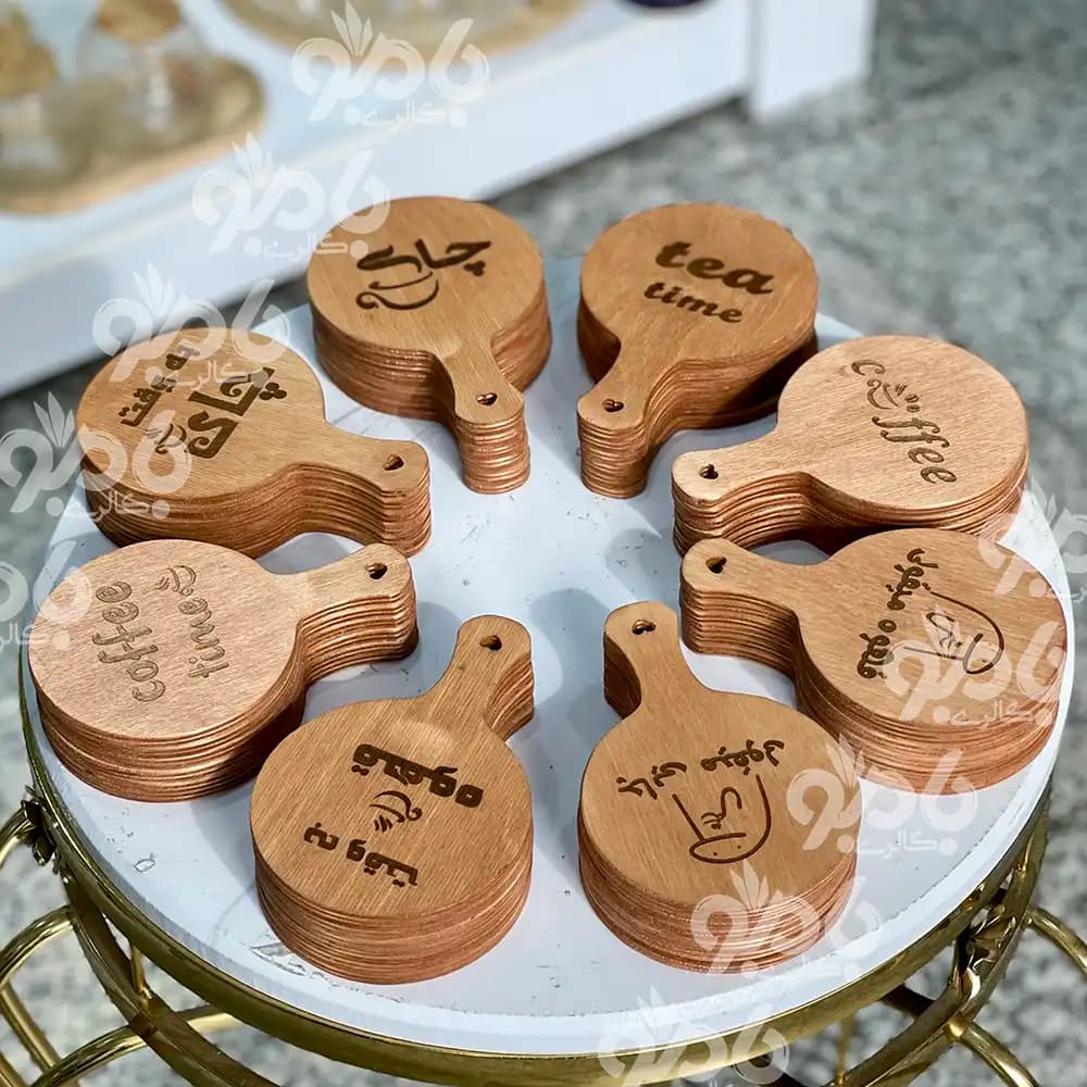 زیر لیوانی پلای وود گرد دسته قلب — تصویر ۲