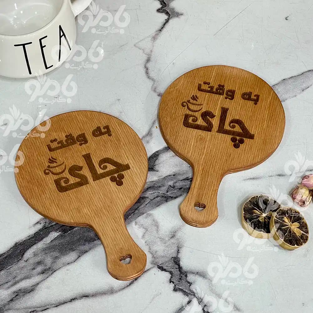 زیر لیوانی پلای وود گرد دسته قلب — تصویر ۴